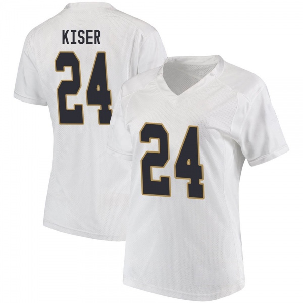 Jack Kiser Notre Dame Fighting Irish NCAA Women's #24 White Replica College Stitched Football Jersey GWN3755IV